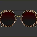 Luxury Sunglasses With Gold Frame Red Temples Leopard Print Accents And Dark Lenses