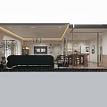 Elegant Vintage Open Living And Dining Room Interior With Classic Furniture And Exquisite Wall Decor