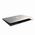Sleek Silver Open Laptop With Apple Logo Modern Portable Design 3d model