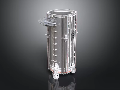 Cylindrical Industrial Metal Vessel 3D Model With Wheels And Control Panel 3d model