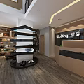Modern Boutique Clothing Store Interior With Wooden Shelves Hanging Clothes And Brown Bench