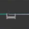 Turquoise Pixelated Sword 3D Model on White Stand with Reflective Surface