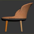 Orange Leisure Chair With Curved Backrest Comfortable Cushion And Light Wooden Legs