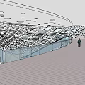 Modern Architectural Complex With Unique Roof Design And Surrounding Green Spaces Roads Water Areas