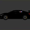 Bugatti Racing Car With Gray Body Blue Red Stripes Rear Wing And Sporty Design
