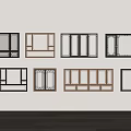 New Chinese style window combination casement window frame Chinese style floor-to-ceiling window broken bridge aluminum alloy window sliding window 3d model