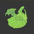 Game Movie Mythical Dragon Character with Golden Scales Wings and Clawed Feet on Rocky Base