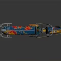 Vibrant Colorful Decorated Vehicle With Sled Base And Cockpit Design