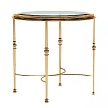 Modern Side Table With Golden Metal Frame Glass Top And Delicate Curved Legs Design