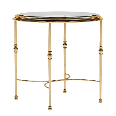 Modern Side Table With Golden Metal Frame Glass Top And Delicate Curved Legs Design 3d model