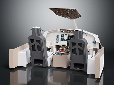 Spacecraft Cockpit Interior With Control Panels Seats And Navigation Systems 3d model