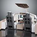 Spacecraft Cockpit Interior With Control Panels Seats And Navigation Systems