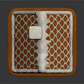 Festive Gingerbread House Design With Orange Roof White Icing Candy Cane And Striped Base
