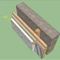 Building Component Sectional Structure With Multi layer Materials Concrete Wall And Metal Connectors 3d model