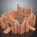 Wooden Building Blocks Set For Kids Creative Castle Structure Play 3d model
