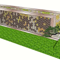 Modern Feature Wall Design With Laser Cut Patterns Metal Frame And Green Lawn