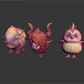 Adorable 3D Cartoon Animal Characters With Horns Fluffy Fur And Wings