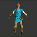 Game Character With Orange Hair Blue Tunic Yellow Sleeves Brown Belt And Orange Boots