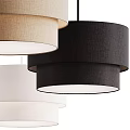 Modern Beige Black White Fabric Pendant Lights with Cylindrical Shades and Soft Glow