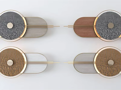 Modern Geometric Wall Decor With Circular Grid Patterns And Wooden Metal Frames 3d model