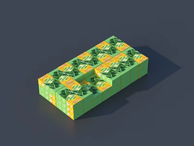 Vibrant Decorative Ornament Set With Green Yellow Elements And Stacked Design For Home Decoration 3d model
