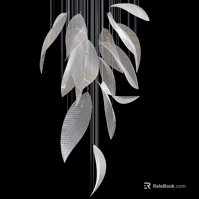 Elegant Modern Leaf Shaped Metallic Chandelier For Luxury Interior Decor 3d model