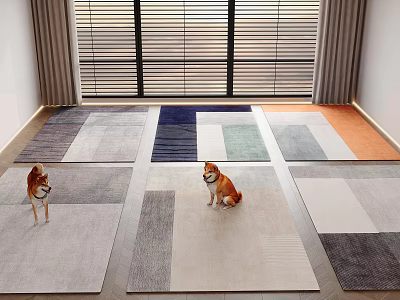 Modern Square Rugs With Geometric Patterns For Living Room Interior Floor Decor 3d model