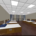 Dormitory Room Interior With Two Beds Wooden Flooring Windows Curtains Wardrobe And Desk Chair