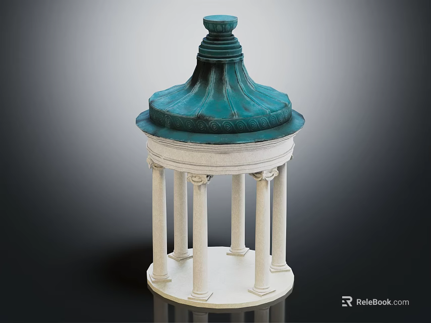 Classical Architectural Structure With White Columns And Blue Dome Top Design 3d model 