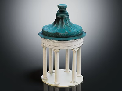Classical Architectural Structure With White Columns And Blue Dome Top Design 3d model