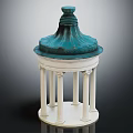 Classical Architectural Structure With White Columns And Blue Dome Top Design
