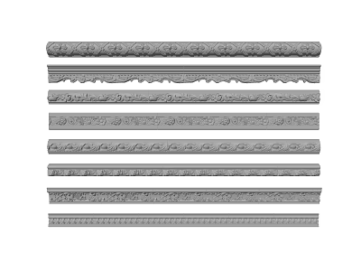 Elegant Gypsum Cornice Molding with Various Intricate Patterns for Interior Decoration 3d model