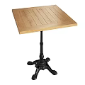Rustic Wooden Dining Table With Light Wood Top And Black Metal Ornate Base