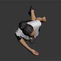Child Wearing White Shirt And Black Skirt Walking On Gray Background