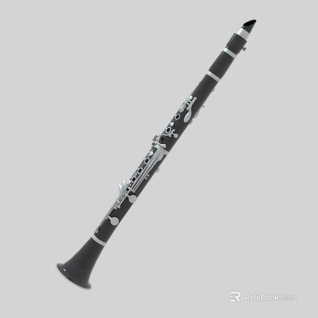 Professional Black Clarinet Woodwind Instrument with Silver Keys for Music Performance 3d model 