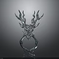 Fantasy Character Inspired Ring With Mythical Creature Horns And Ornate Metallic Design