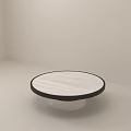 Modern Round Coffee Table With Marble Top And Black Frame Design 3d model