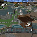 Theme Park Layout Design With Water Pools Play Areas And Pathways 3d model