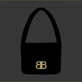Black Handbag With Golden BB Logo And Elegant Design For Daily Use 3d model