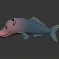 Unique Pink Pig Head Blue Fish Scales Hybrid Animal Figurine Design