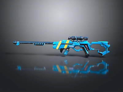 Blue And Yellow Futuristic Sci Fi Rifle Weapon With Modern Sleek Design And Scope 3d model