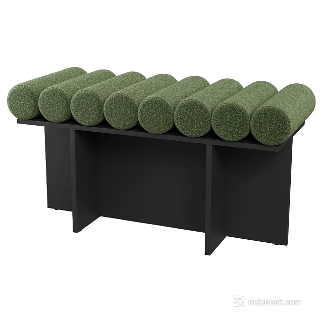 Multiple Green Cylindrical Textured Stools on Black Stand for Modern Decor 3d model 