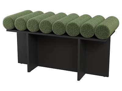 Multiple Green Cylindrical Textured Stools on Black Stand for Modern Decor 3d model