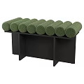 Multiple Green Cylindrical Textured Stools on Black Stand for Modern Decor