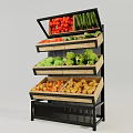 Multi Layer Grocery Display Shelf with Fresh Vegetables Tomatoes Cucumbers Broccoli and Potatoes