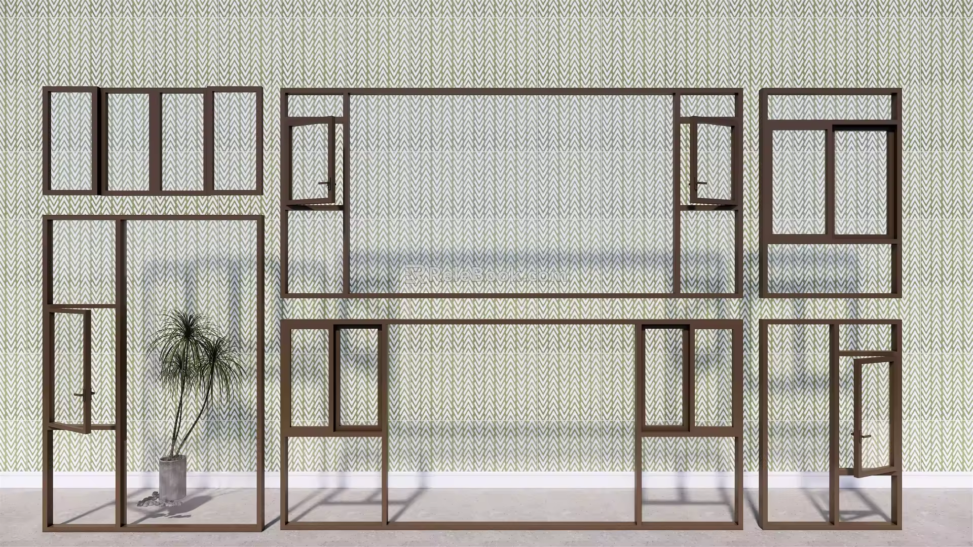 modern floor-to-ceiling windows 3d model