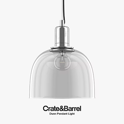 Crate and Barrel Modern Pendant Light with Silver Metallic Finish and Clear Glass Shade 3d model