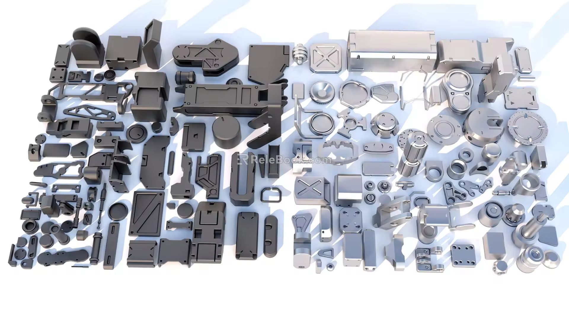 Hard surface mechanical parts combination of mechanical parts 3d model