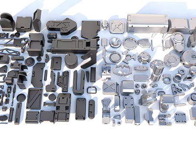Industrial Equipment Collection Featuring Diverse Mechanical Parts Metal Components And Engineering Tools 3d model