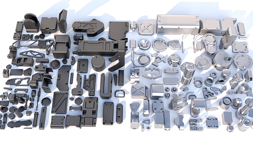 Hard surface mechanical parts combination of mechanical parts 3d model